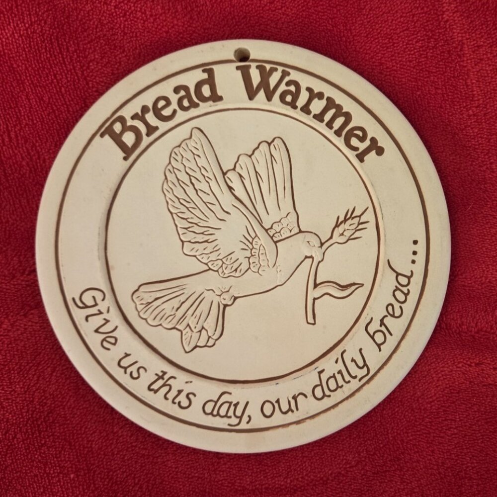 VTG Clay Bread Warmer Signed Lyn Ulick 1989 Give Us This Day, Our Daily Bread